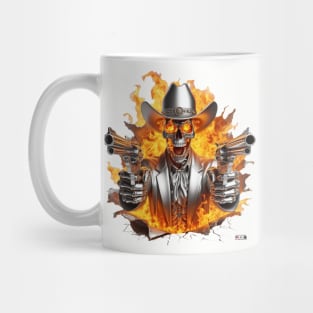 Flaming Skull Shooting Cowboy by focusln Mug